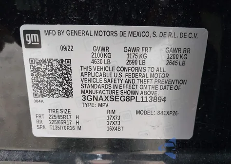 2023 Chevrolet Equinox Awd Ls from USA, damaged, VIN 3GNAXSEG8PL113894